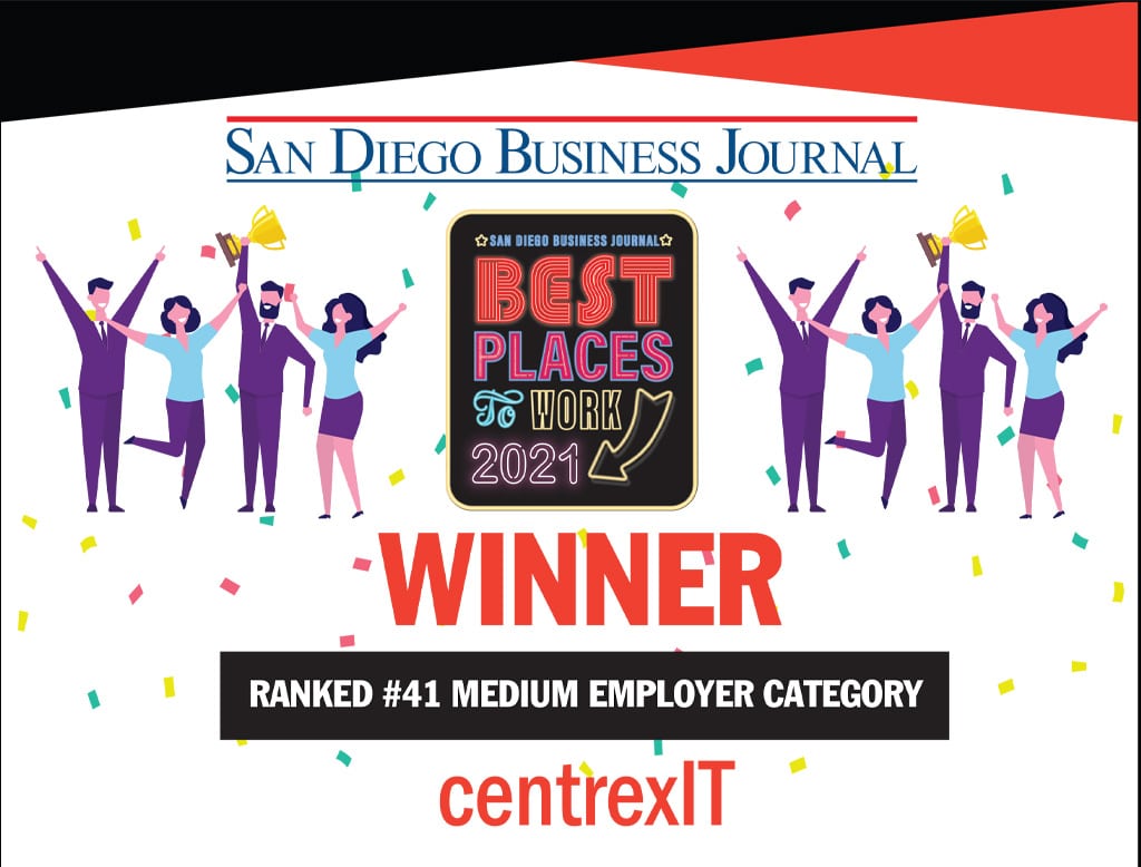 centrexIT Best Places to Work Winner certificate