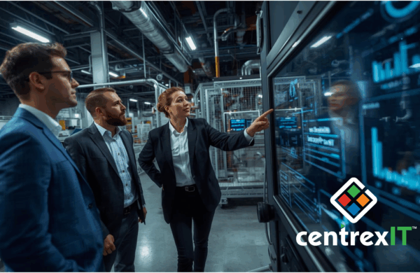 A focused Operations Leader in a modern, high-tech control room, overseeing multiple digital screens displaying real-time operational data, production metrics, and cybersecurity dashboards, some with AI-driven analytics. The image conveys strategic oversight and proactive management in a critical industrial environment.